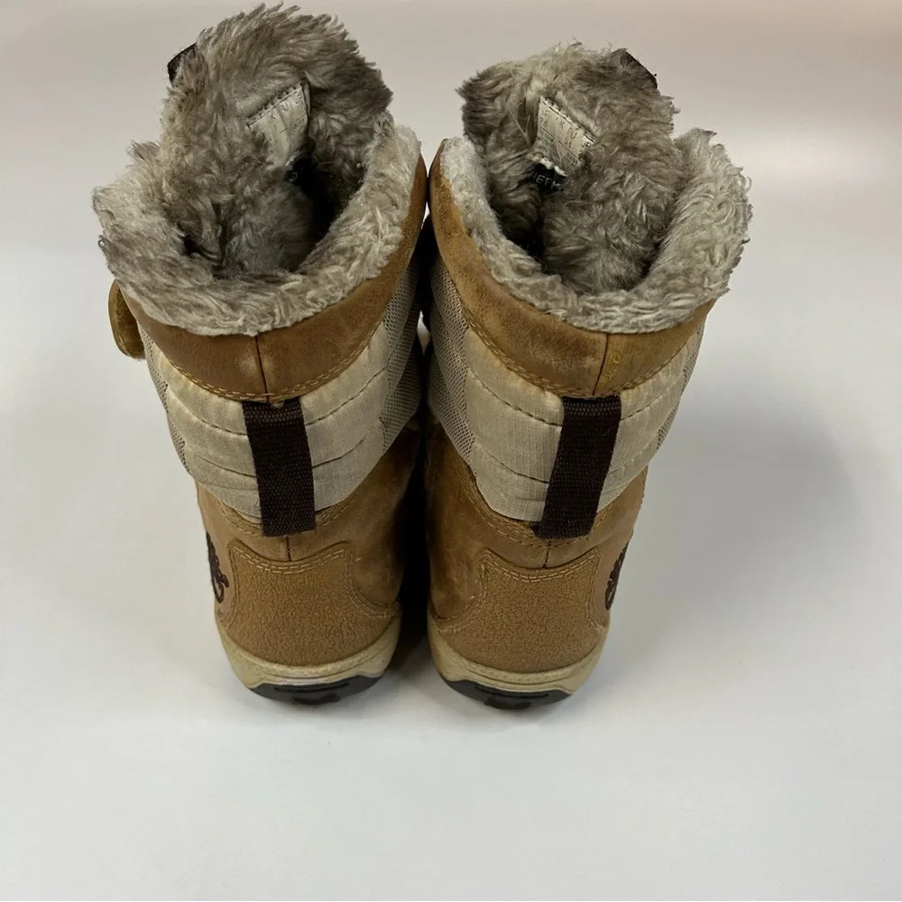 Timberland Children’s Kids Size 2.5 Winter Snow Boots Brown Beige Furry #3805